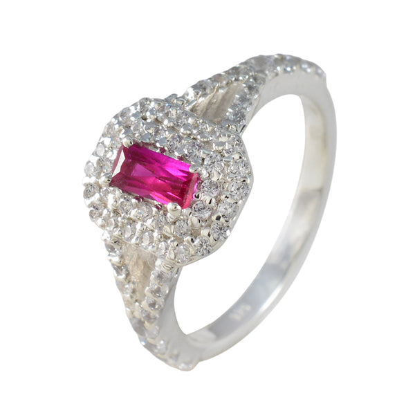 Ruby CZ Halo American 925 Silver Red Gemstones Whisper thin Glamorous Ring Jewellery