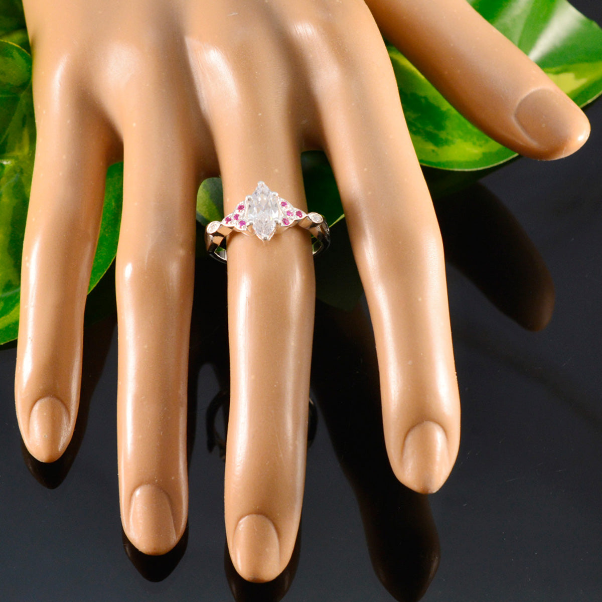 Ruby CZ Halo Moroccan 925 Sterling Silver Red Gemstone Featherlight Luxurious Ring Jewellery