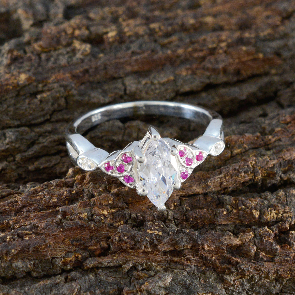 Ruby CZ Halo Moroccan 925 Sterling Silver Red Gemstone Featherlight Luxurious Ring Jewellery