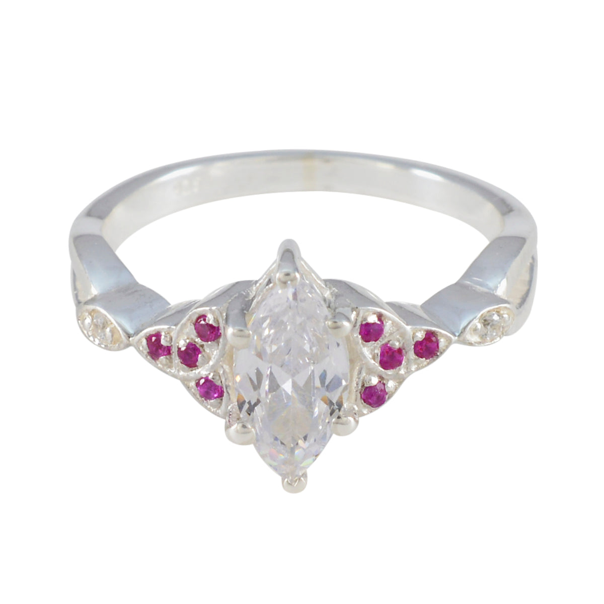 Rubin CZ Halo Marokkanischer 925 Sterling Silber Roter Edelstein Federleichter luxuriöser Ring Schmuck Hauptbild
