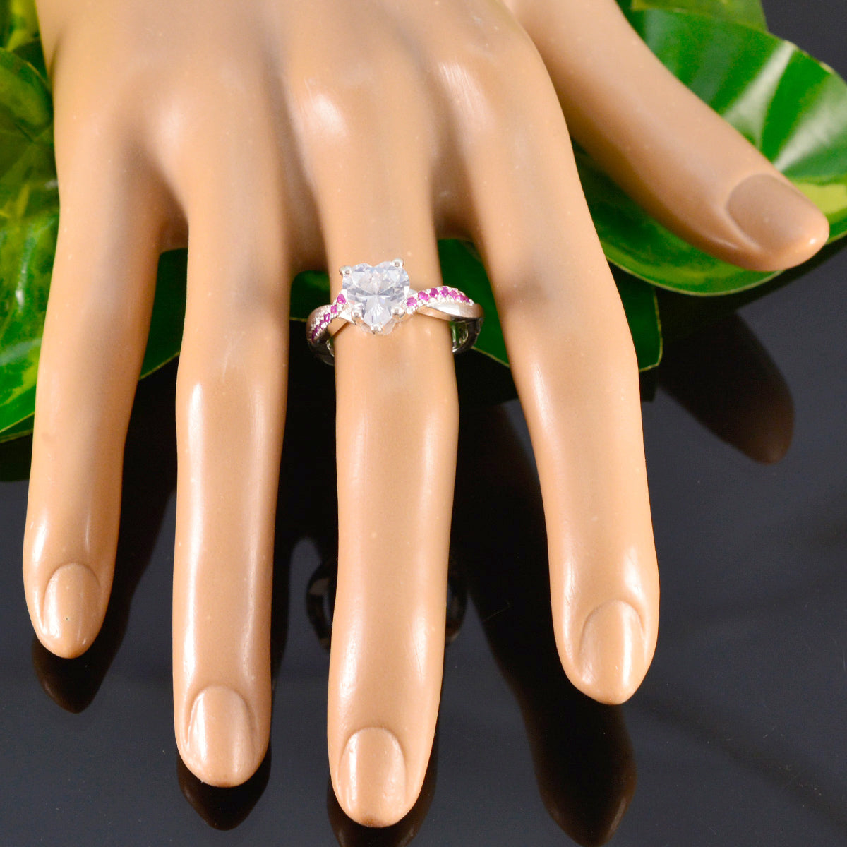 Ruby CZ Halo French 92.5 Silver Red Gemstone Featherlight Glamorous Ring Jewelry