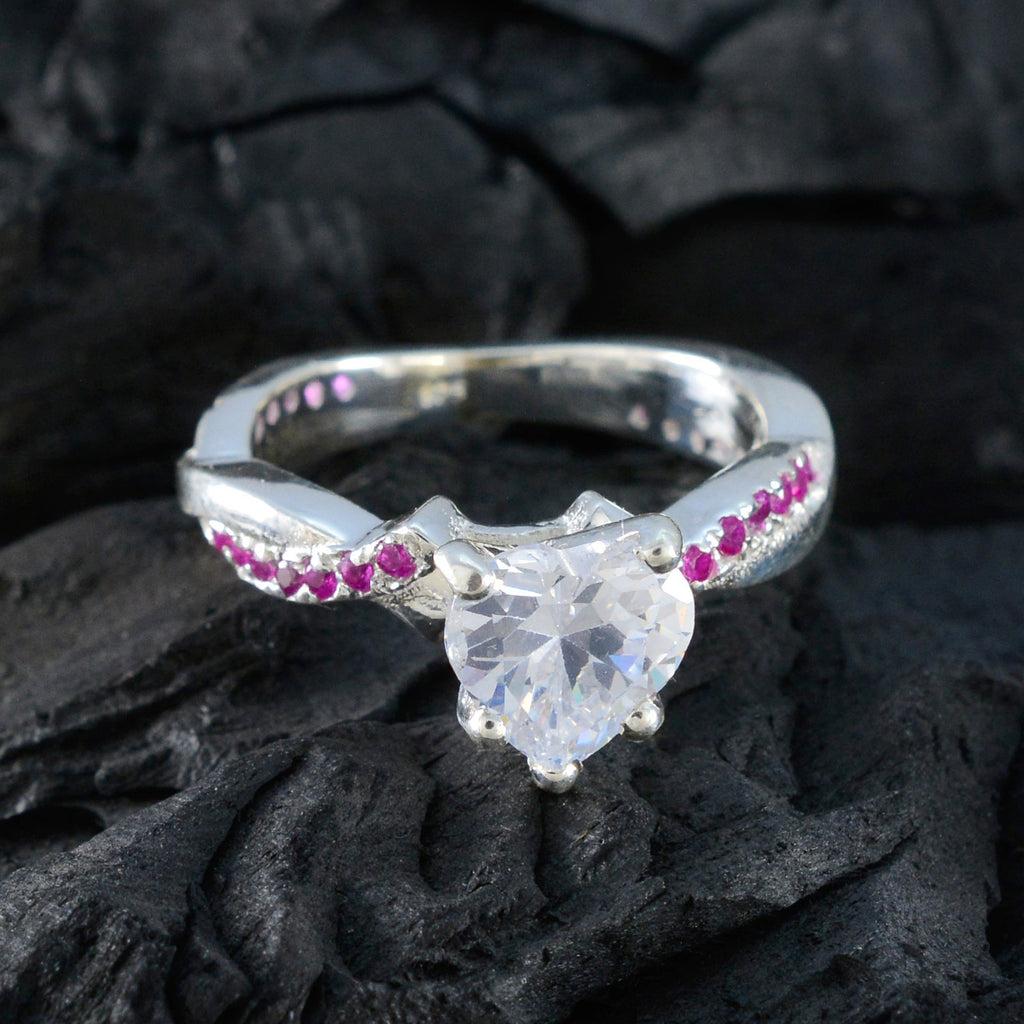 Ruby CZ Halo French 92.5 Silver Red Gemstone Featherlight Glamorous Ring Jewelry