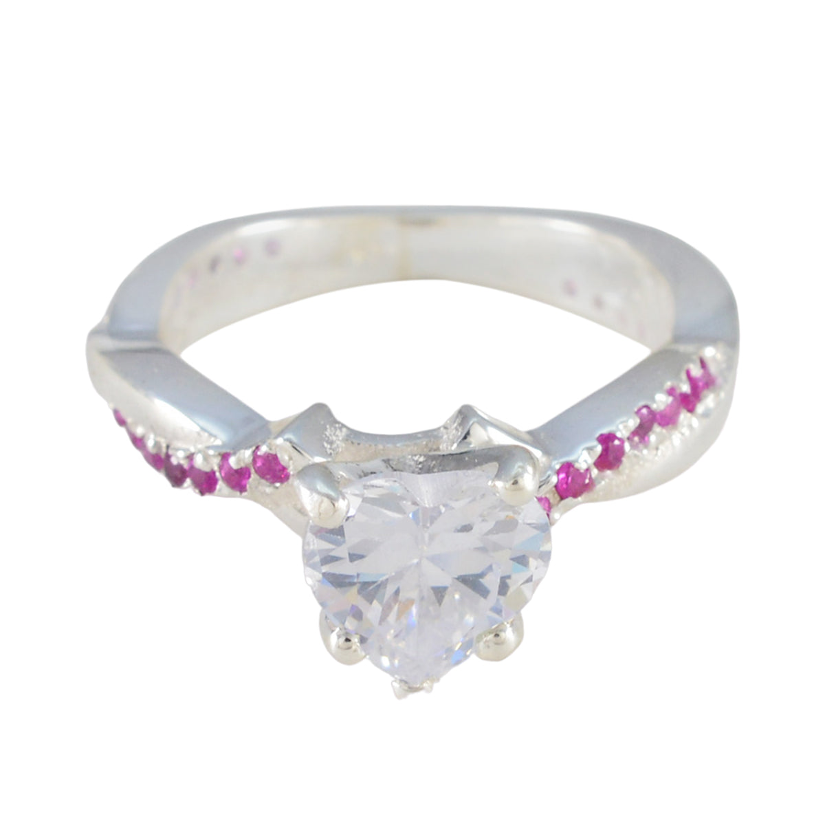 Ruby CZ Halo French 92.5 Silver Red Gemstone Featherlight Glamorous Ring Jewelry Главное изображение товара