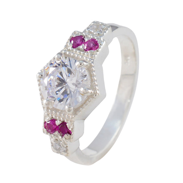 Ruby CZ Halo Moroccan 92.5 Silver Red Gems Tiny Boho Ring Jewellery
