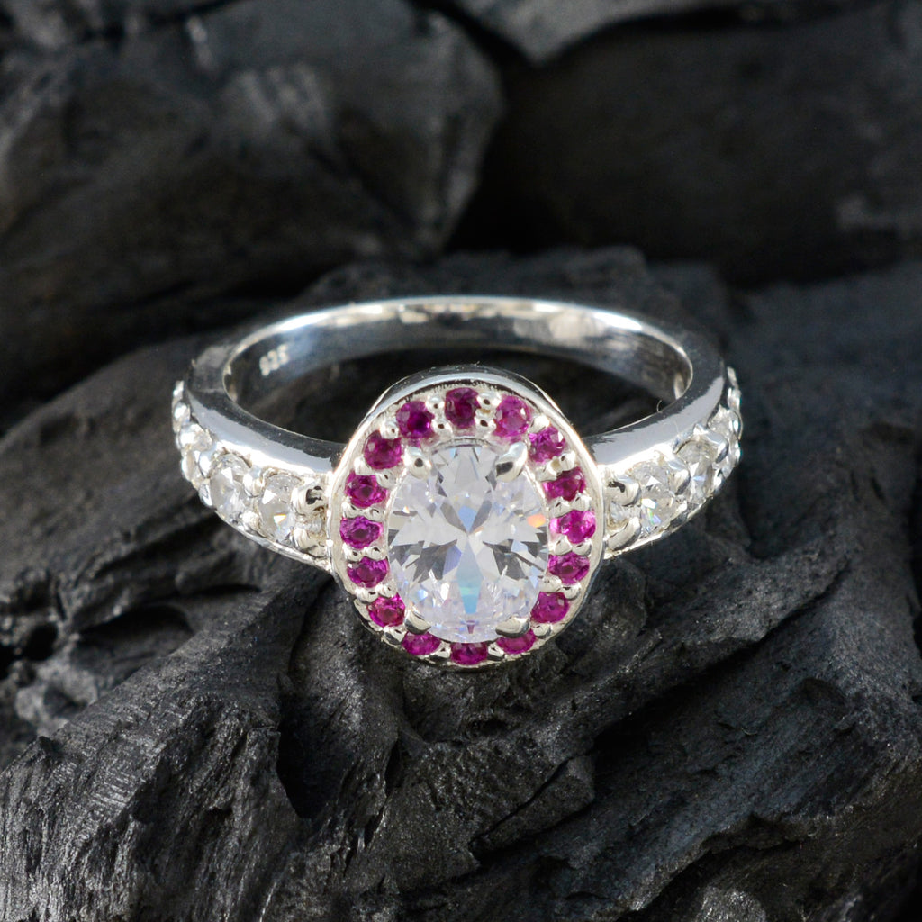 Ruby CZ Halo African 925 Sterling Silver Red Gems Classic Sophisticated Ring Jewellery