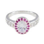 Ruby CZ Halo African 925 Sterling Silver Red Gems Classic Sophisticated Ring Jewellery