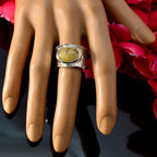 Rutile Quartz Solitaire German 925 Silver Yellow Gemstones Edgy Oversized Band Jewelry