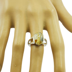 Rutile Quartz Solitaire German 925 Sterling Silver Yellow Gemstones Mid weight Fairytale Ring Jewellery