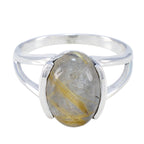 Rutile Quartz Solitaire German 925 Sterling Silver Yellow Gemstones Mid weight Fairytale Ring Jewellery