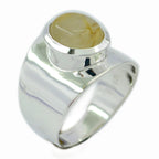 Rutile Quartz Solitaire German Silver Yellow Gemstone Versatile Armor Ring Jewellery