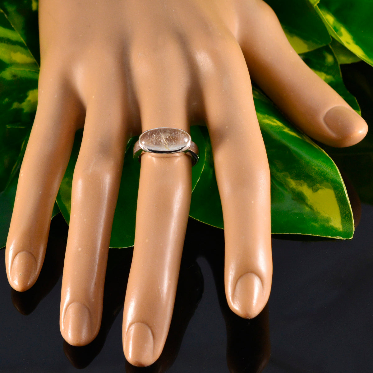 Rutile Quartz Solitaire American Silver Yellow Gemstone Whisper thin Modern Ring Jewelry