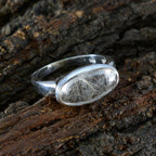 Rutile Quartz Solitaire American Silver Yellow Gemstone Whisper thin Modern Ring Jewelry