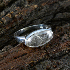 Rutile Quartz Solitaire American Silver Yellow Gemstone Whisper thin Modern Ring Jewelry