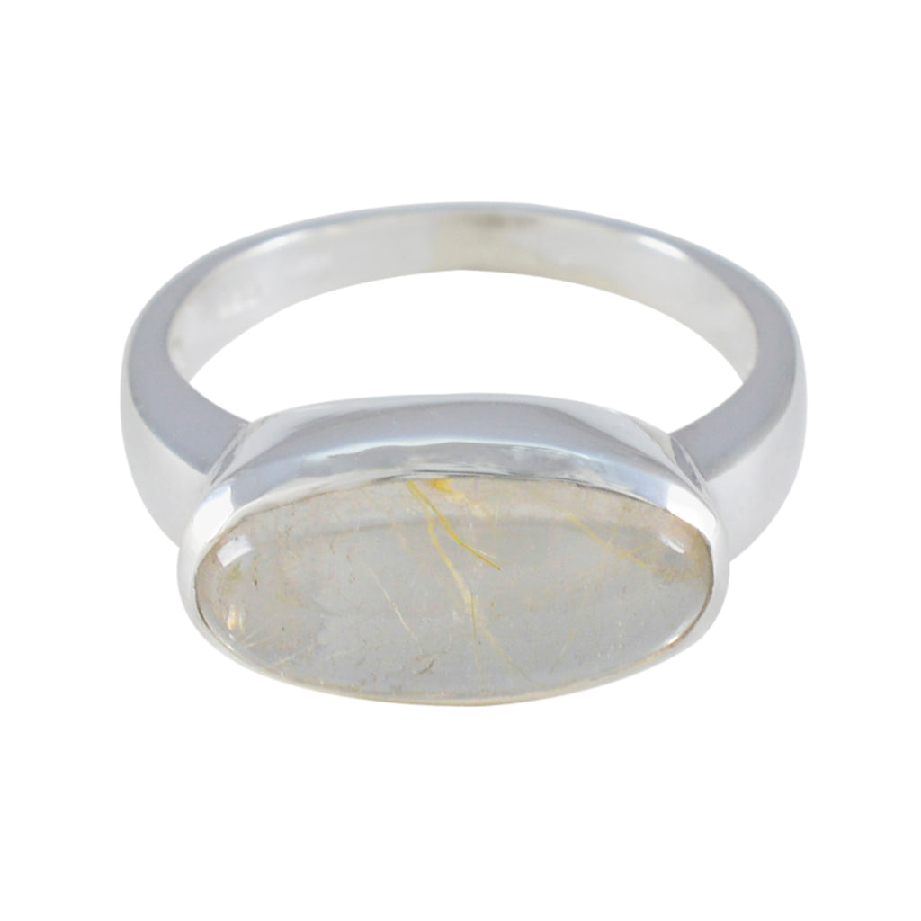 Rutile Quartz Solitaire American Silver Yellow Gemstone Whisper thin Modern Ring Jewelry