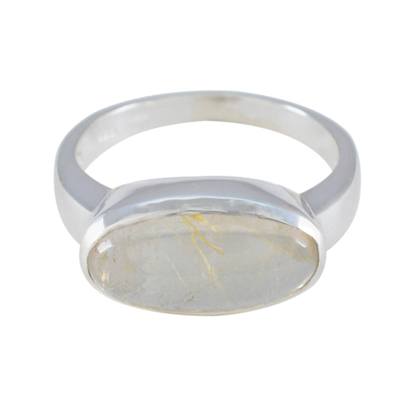 Rutile Quartz Solitaire American Silver Yellow Gemstone Whisper thin Modern Ring Jewelry
