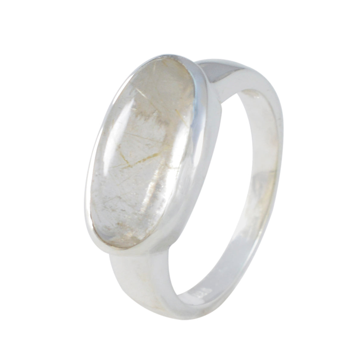 Anillo solitario de cuarzo rutilo, piedra preciosa amarilla de plata americana, ultrafino, moderno, joyería Imagen secundaria del producto