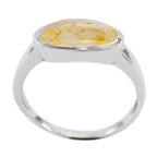 Rutile Quartz Solitaire American Silver Yellow Gemstone Whisper thin Modern Ring Jewelry