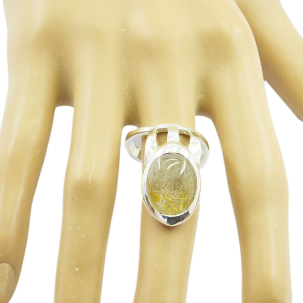 Rutile Quartz Solitaire Moroccan 92.5 Silver Yellow Gemstone Essential  Signet Ring Jewellery