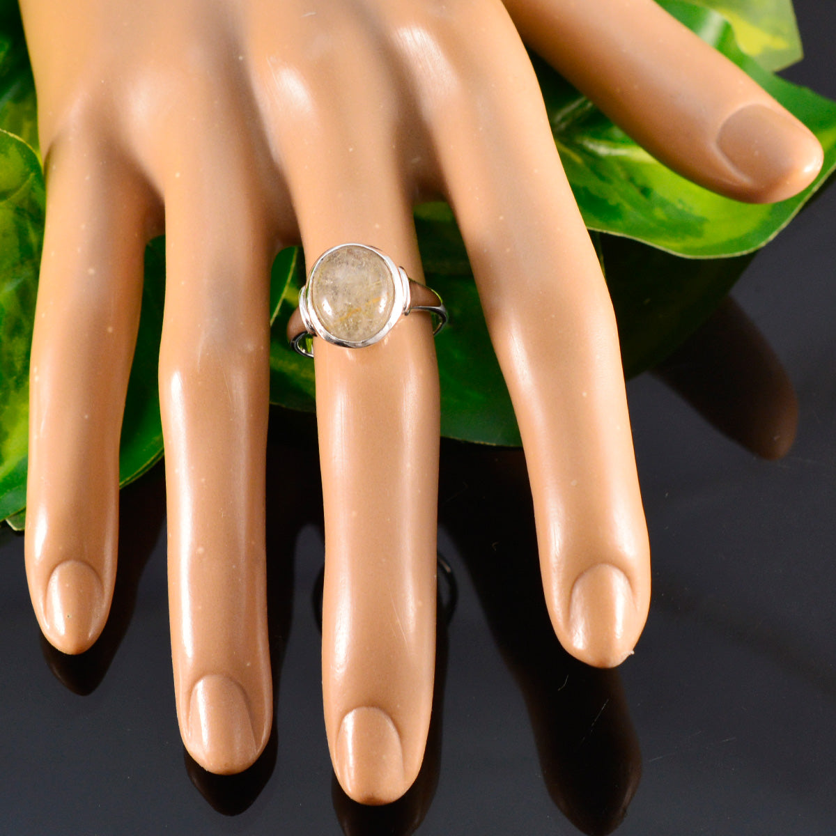 Rutile Quartz Solitaire French 925 Sterling Silver Yellow Gemstone Minimal Trendy Ring Jewellery