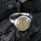 Rutile Quartz Solitaire French 925 Sterling Silver Yellow Gemstone Minimal Trendy Ring Jewellery