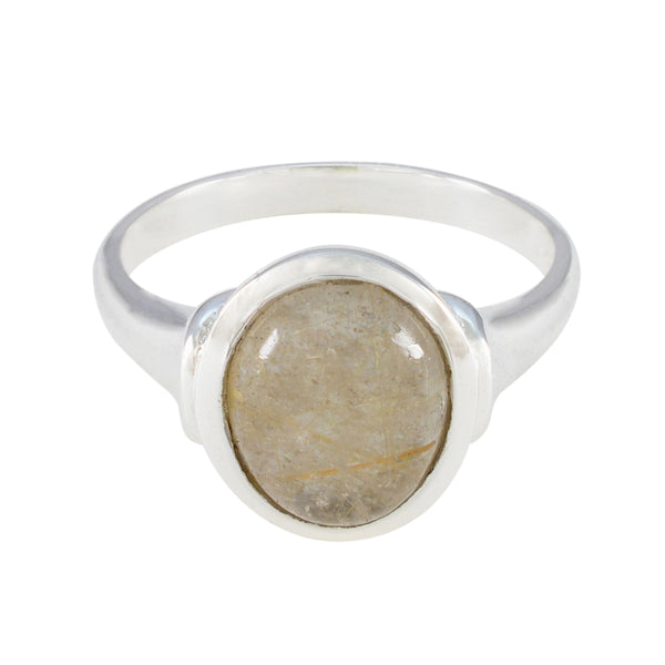 Rutile Quartz Solitaire French 925 Sterling Silver Yellow Gemstone Minimal Trendy Ring Jewellery