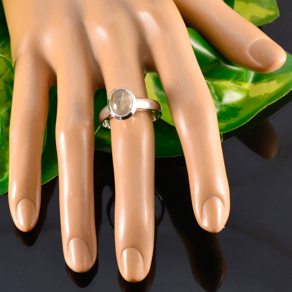 Rutile Quartz Solitaire Russian Silver Yellow Gems Classic Fairytale Ring Jewelry