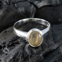 Rutile Quartz Solitaire Russian Silver Yellow Gems Classic Fairytale Ring Jewelry