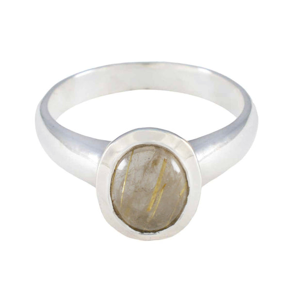 Rutile Quartz Solitaire Russian Silver Yellow Gems Classic Fairytale Ring Jewelry