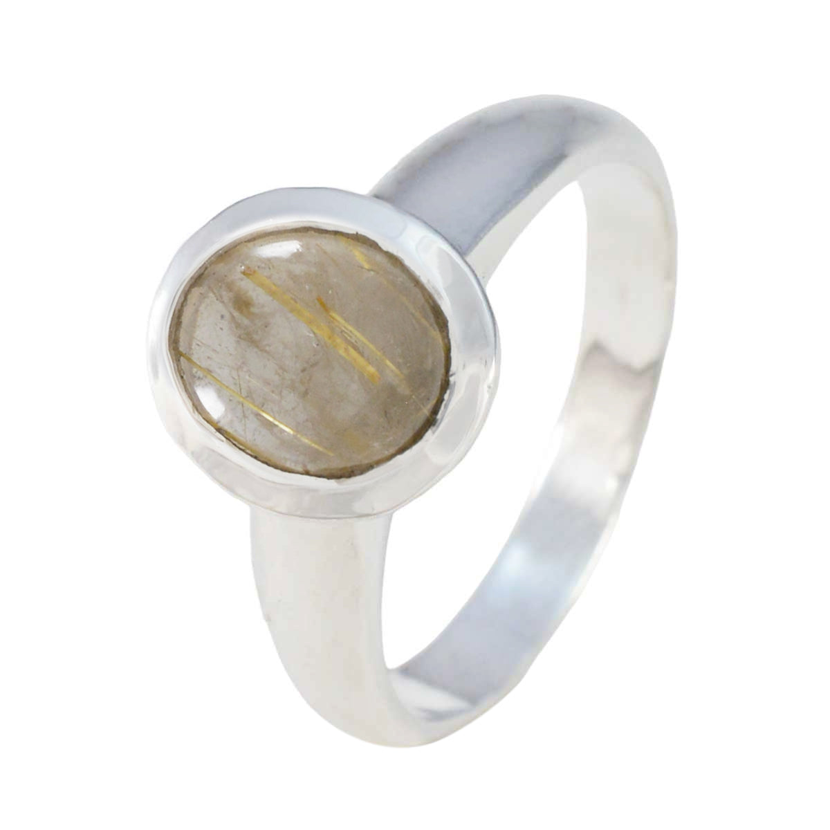 Rutile Quartz Solitaire Russian Silver Yellow Gems Classic Fairytale Ring Jewelry
