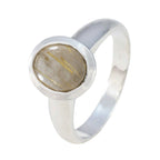 Rutile Quartz Solitaire Russian Silver Yellow Gems Classic Fairytale Ring Jewelry