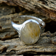Rutile Quartz Solitaire Indian 925 Sterling Silver Yellow Gems Slim Ethnic Ring Jewellery