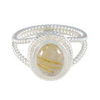 Rutile Quartz Solitaire Australian 925 Sterling Silver Yellow Gemstones Classic Rope Wire Ring Jewelry