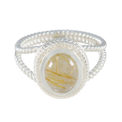 Rutile Quartz Solitaire Australian 925 Sterling Silver Yellow Gemstones Classic Rope Wire Ring Jewelry