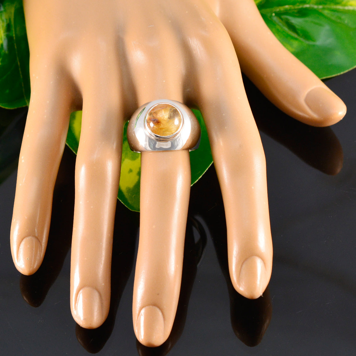 Rutile Quartz Solitaire Indian 92.5 Silver Yellow Gemstones Eye catching Sophisticated Ring Jewellery