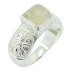 Rutile Quartz Solitaire German Sterling Silver Yellow Gems Eye catching Art Deco Ring Jewellery