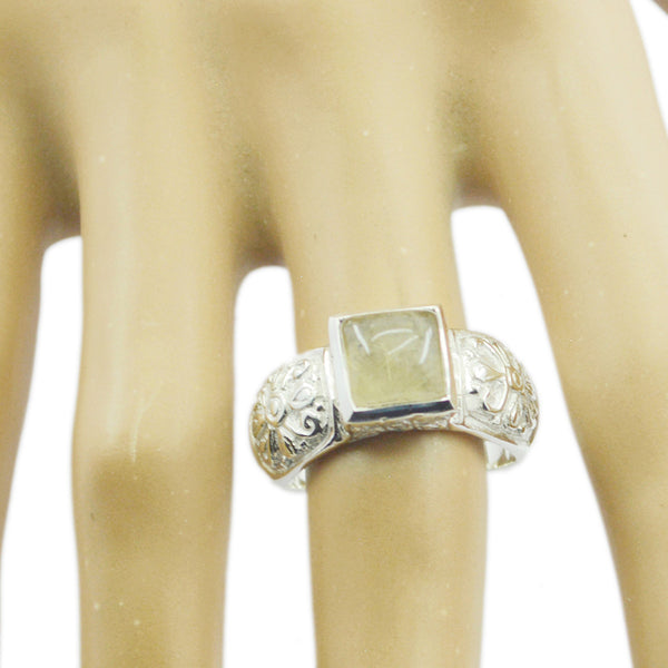 Rutile Quartz Solitaire German Sterling Silver Yellow Gems Eye catching Art Deco Ring Jewellery
