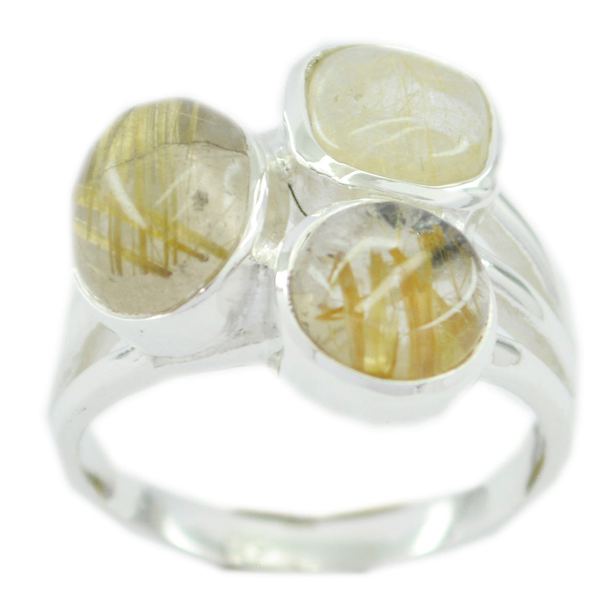 Rutile Quartz Trilogy Moroccan Sterling Silver Yellow Gems Mid weight Fairytale Ring Jewellery Imagen principal del producto