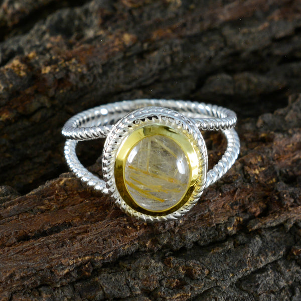 Rutile Quartz Solitaire Spanish Silver Yellow Gems Classic Rope Wire Ring Jewellery
