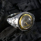 Rutile Quartz Solitaire Australian 92.5 Silver Yellow Gemstones Eye catching Filigree Ring Jewelry