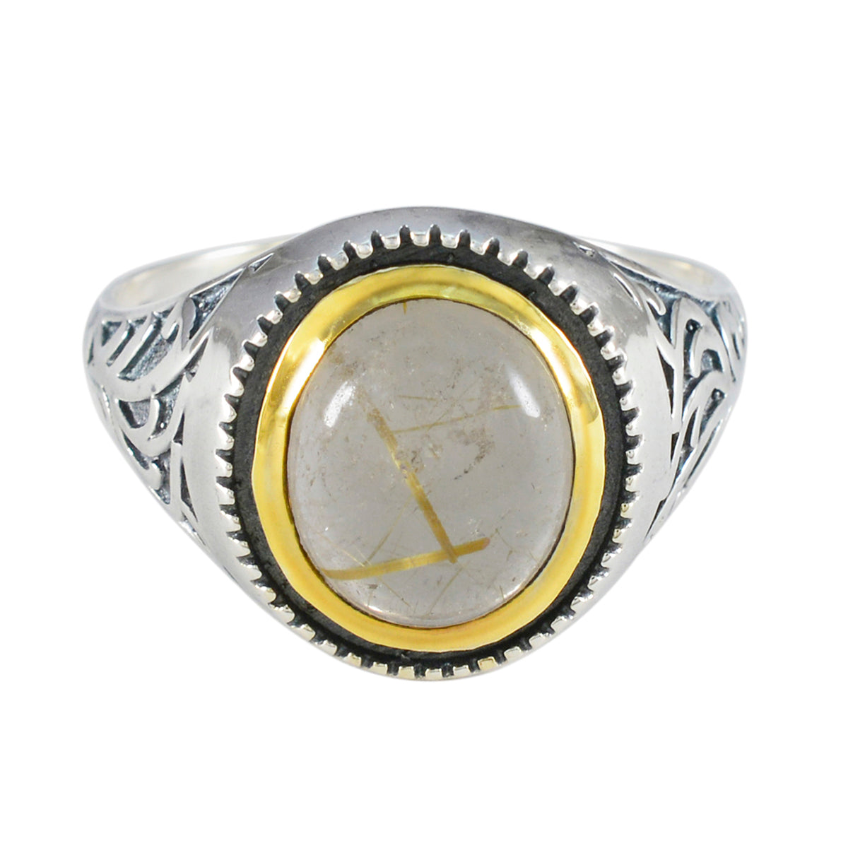 Rutile Quartz Solitaire Australian 92.5 Silver Yellow Gemstones Eye catching Filigree Ring Jewelry Huvudsaklig produktbild
