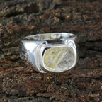 Rutile Quartz Solitaire Indian 92.5 Silver Yellow Gemstones Essential  Trendy Ring Jewellery