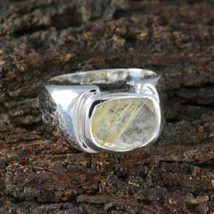 Rutile Quartz Solitaire Indian 92.5 Silver Yellow Gemstones Essential  Trendy Ring Jewellery