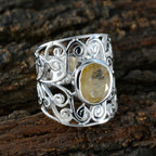 Rutile Quartz Solitaire Middle Eastern Sterling Silver Yellow Gemstones Versatile Filigree  Ring Jewelry