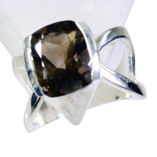 smoky quartz Solitaire Russian 92.5 Silver Brown Gemstones Mid weight Modern Ring Jewellery