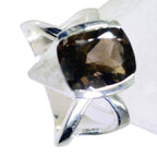 smoky quartz Solitaire Russian 92.5 Silver Brown Gemstones Mid weight Modern Ring Jewellery