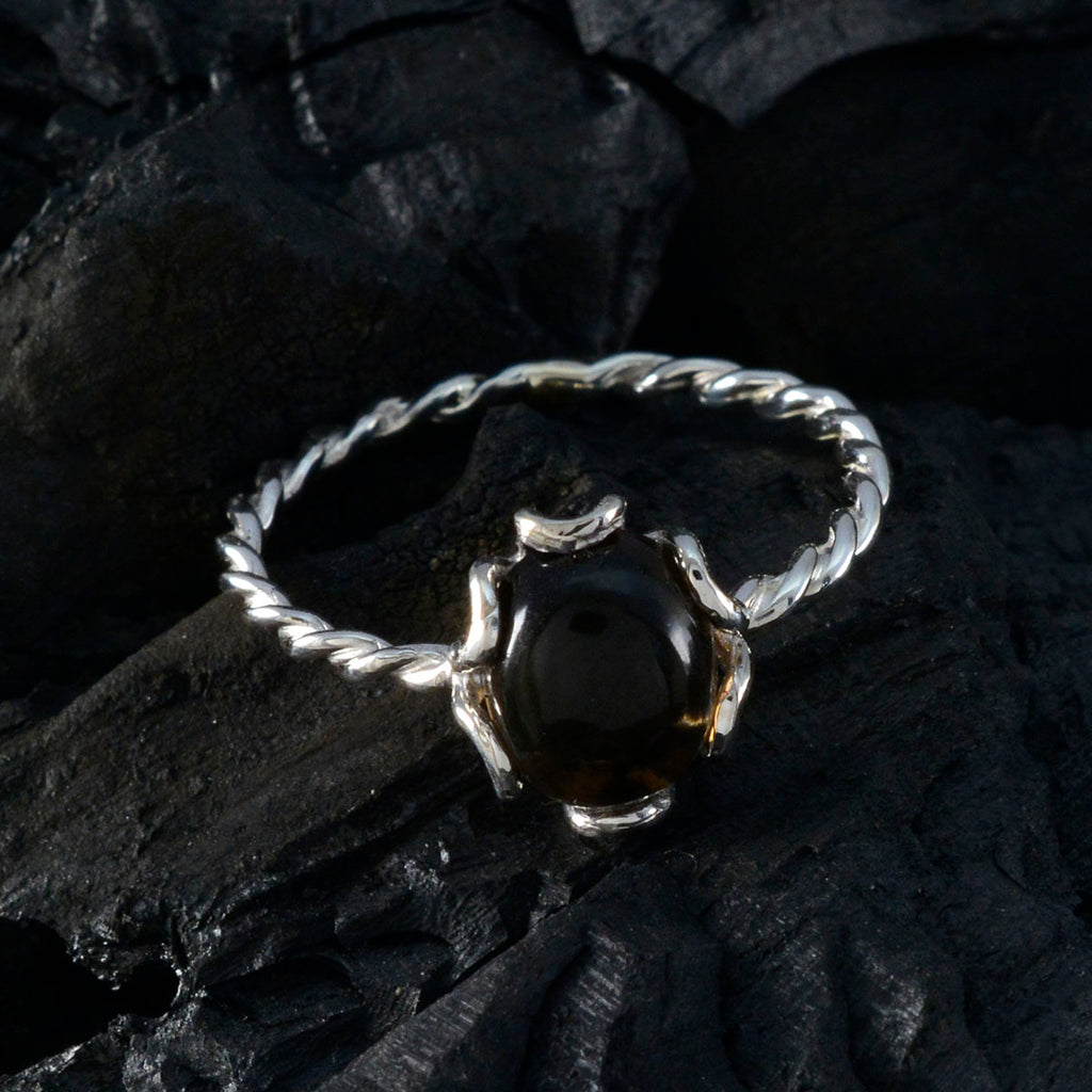 Smoky Quartz Solitaire Turkish Silver Brown Gems Delicate Twist Ring Jewelry