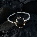 Smoky Quartz Solitaire Turkish Silver Brown Gems Delicate Twist Ring Jewelry