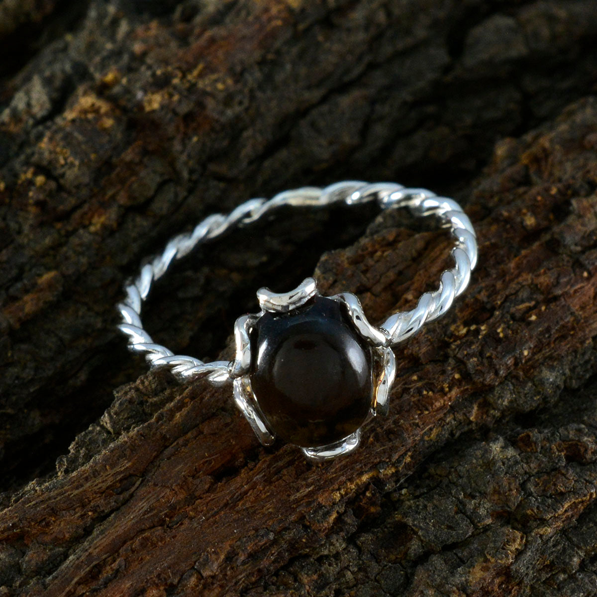 Smoky Quartz Solitaire Turkish Silver Brown Gems Delicate Twist Ring Jewelry