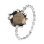 Smoky Quartz Solitaire Turkish Silver Brown Gems Delicate Twist Ring Jewelry