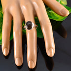 Smoky Quartz Solitaire German Silver Brown Gemstones Minimal Artisan Ring Jewelry